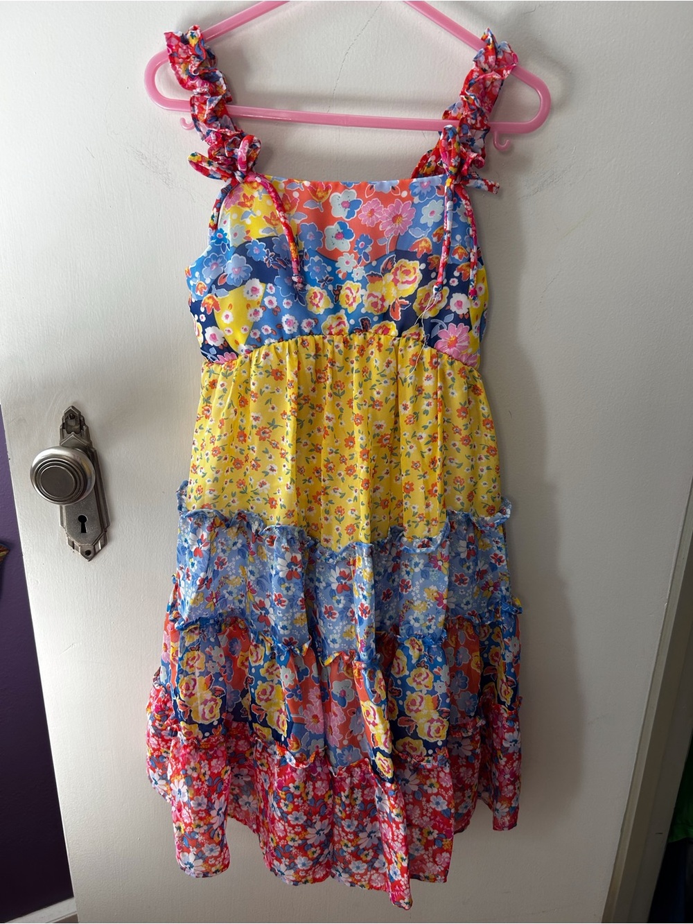 Jona Michelle Multicolor Floral Tiered Sundress with Yellow Panel